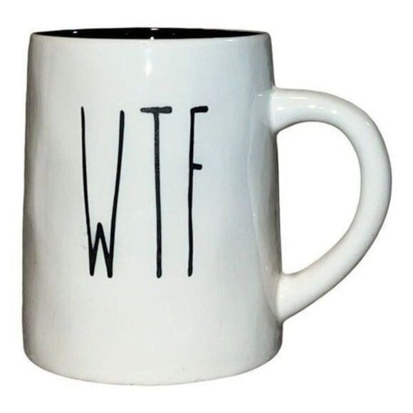 Simply Too Shabby Ceramic AF WTF Letters Ceramic Coffee Mug EUC - Picture 1 of 6